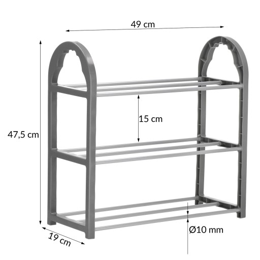 POLICA SKRIŇKA NA OBUV 47,5x49x19cm STOJAN NA OBUV 3 STUPNE KOV.