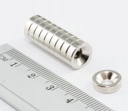 Neodymový magnet na skrutku 14x7/3,5x3 10 ks