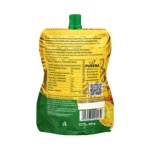 Ananásový špenát chrumkavý s kúskami ananásu 180g