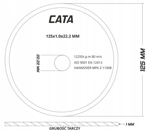 DISKY KOVOVÉ REZNÉ DISKY 125x1 CATA INOX 125MM