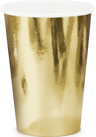 ZLATÝ PAPÍROVÝ POHÁR 220 ml 6 ks na narodeniny Silvestrovská karnevalová svadba