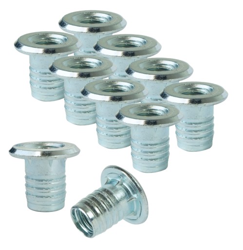 Zásuvka 10x M10 x 17 mm, hnaná nábytková vložka na drevo, nábytkové nožičky