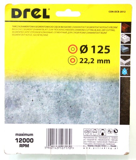Diamantový rezací kotúč Drel CON-DCB-2012 125x22,2 mm