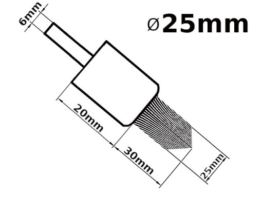 SZCZOTPOL Kónická kefa so stopkou 20/6mm OCELOVÝ DRÔT