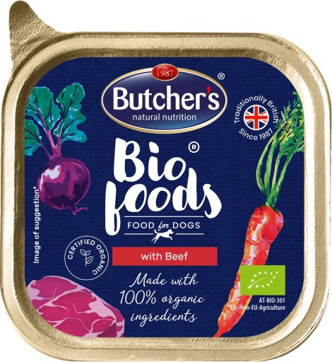Butchers BIO mokré krmivo pre psov, bio hovädzí podnos, 150g