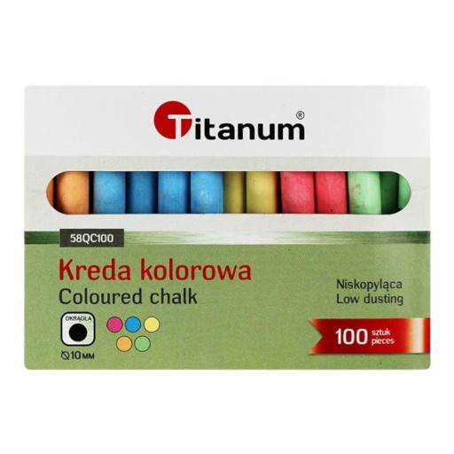 Farebná chodníková krieda na školskú tabuľu, 100 ks