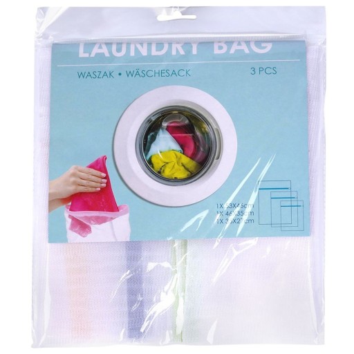3x Sieťované vrecko LAUNDRY na pranie spodnej bielizne, ponožiek, podprseniek v práčke