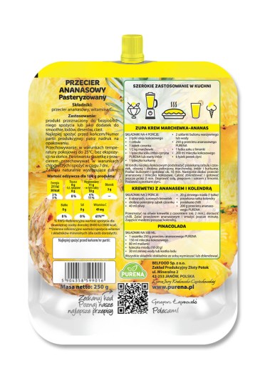 Ananásové pyré 100% 250 g Purena