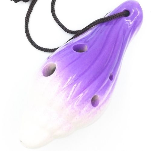 mini OCARINA keramická škrupina fialová 6 otvorov rukoväte okaríny