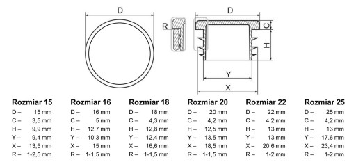 noha stoličky 15mm - POĽSKÝ VÝROBCA