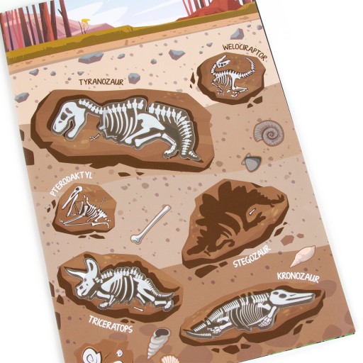 Opakovane použiteľné nálepky Kidea Dinosaury 27 3D nálepky + scenéria na hranie