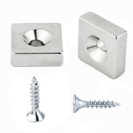 NEODYMOVÝ MAGNET NA SKRUTKU 15x15x5 S OTVOROM 8x4 - 2 KS + SKRUTKY