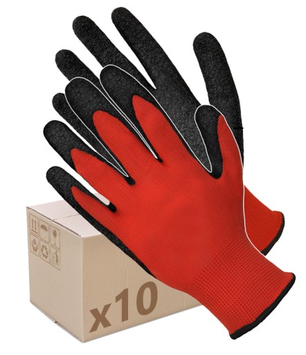 Pracovné rukavice STRONG LATEX B+R Zdrsnené latexové rukavice x10 párov
