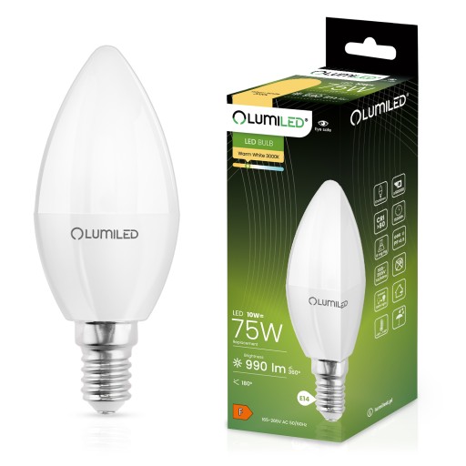 E14 LED žiarovka SVIEČKA 10W = 75W 3000K SVIEČKA TEPLEJ BIELA CCD LUMILED