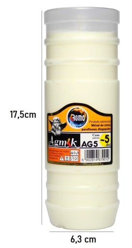 AGMIK A5 PARAFÍNOVÁ VLOŽKA DO JÚRA, 17,5 CM, 5 DNÍ