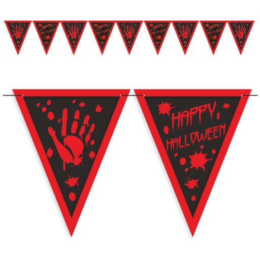 BANNER girlanda BLOOD happy HALLOWEEN červená a čierna XL