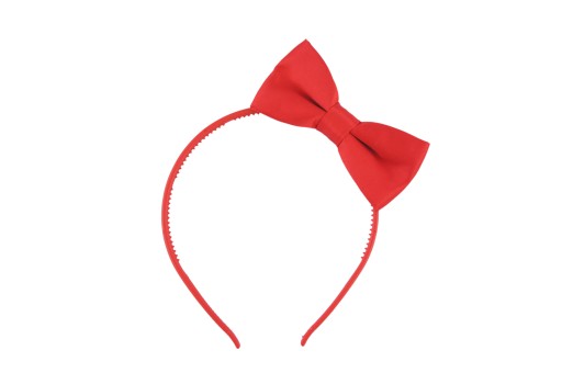 Elegantná, hladká, polomatná čelenka s mašličkou, ČERVENÁ