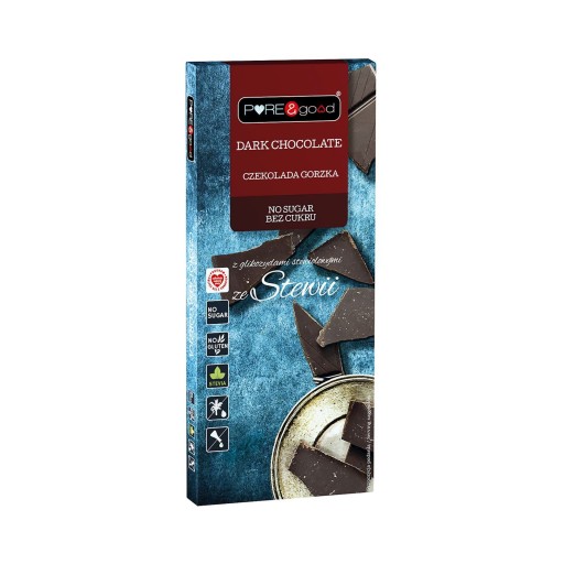 Horká čokoláda so stéviou, bez cukru, 100g PURE&GOOD