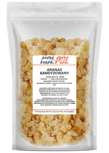 KANDIDOVANÝ ANANÁS KOCKÝ 100g Sušený v kockách | KOL-POL