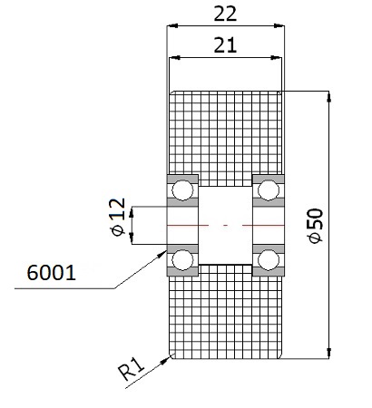 VALEC fi 50 DVOJITÉ LOŽISKO do 100 kg 12mm