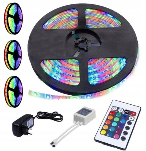 300 SMD LED PRUH VODODOLNÝ 5M RGB + SÚPRAVA DIAĽKOVÉHO OVLÁDANIA DARČEK VIAC FARBE