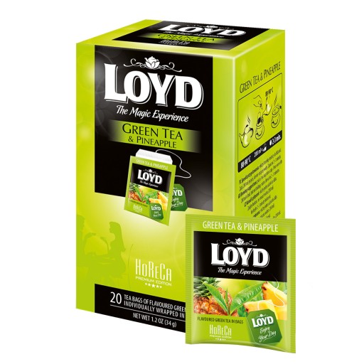 Zelený čaj s ananásom pre gastronómiu Horeca Zelený čaj 20 LOYD obálok