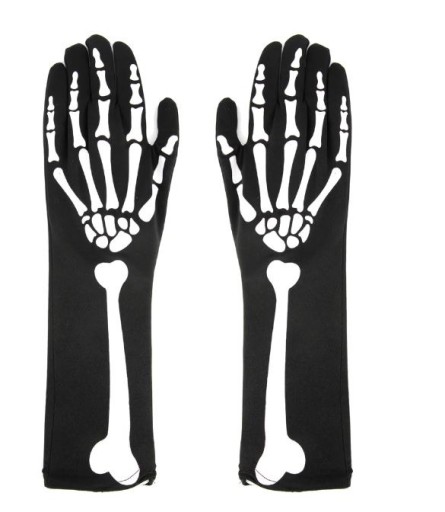 Dlhé rukavice BONES čierny maškarný kostým HALLOWEEN