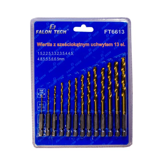 TItánové KOVOVÉ VRTÁKY 1/4 BIT 1,5-6,5mm 13ks
