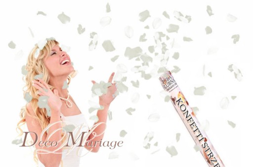 WHITE CONFETTI 60cm DEC vystreľovacie trubice svadobné okvetné lístky ruží vystreľovacia trubica