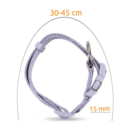 Prémiový obojok, pes, svetlá lila, S–M: 30–45 cm/15 mm