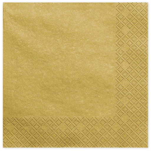 PartyDeco papierové obrúsky GOLD METALLIC klasické metalické 3 vrstvy. 20