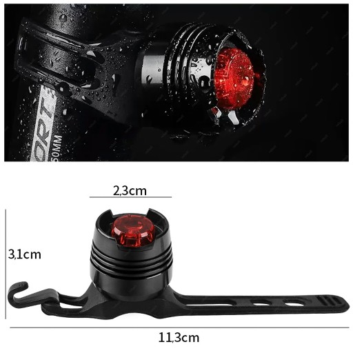 ZADNÁ BICYKELOVÁ LAMPA ZADNÉ LED HLINÍKOVÉ OSVETLENIE BICYKLA 3 REŽIMY BLIKAJÚCEHO