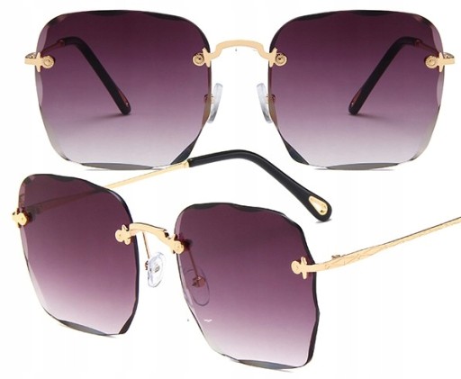 Kovové štvorcové tienené slnečné okuliare UV400 Gold