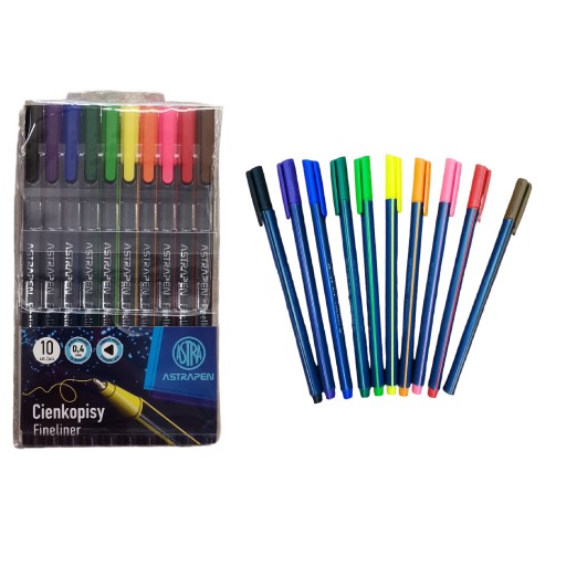 Farebné jemné linky SET Astra 10 farieb, trojuholníkové, 0,4 mm