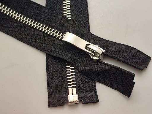 Kovový bežec na zips #5, leštený, 75 cm, čierny/nikel