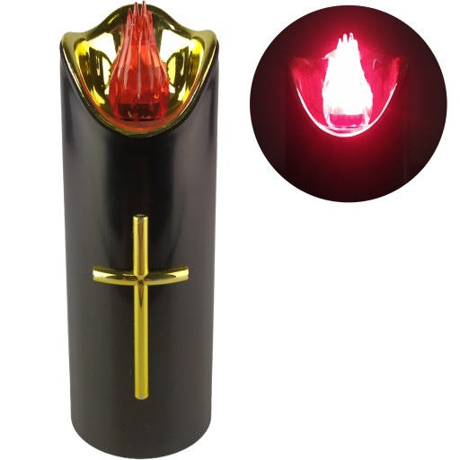 Vložka na sviečky Čierna LED sviečka 15 cm červená dióda + batérie R6