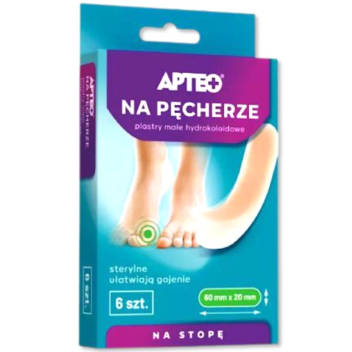 MALÉ hydrokoloidné náplasti na pľuzgiere 60x20mm, 6 kusov APTEO