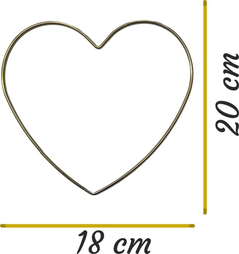 ZLATÉ SRDCE kovová obruč na ozdobu, 20 cm