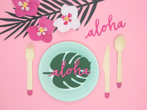 MONSTERA kartičky na stolovanie, havajské dekorácie x6