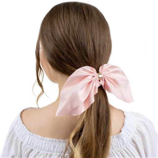 SCRUNCHIE gumička do vlasov, lososová mašľa