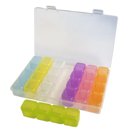Organizér s 28 priehradkami 17,5 x 11 x 2,7 cm farebný kontajner