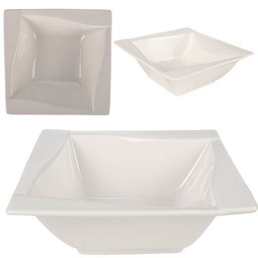 BIELA ŠTVRTÁ MISKA NA ŠALÁT PORCELÁNOVÁ MISKA Štvorcová Štvorcová ŠALÁTOVÁ MISKA