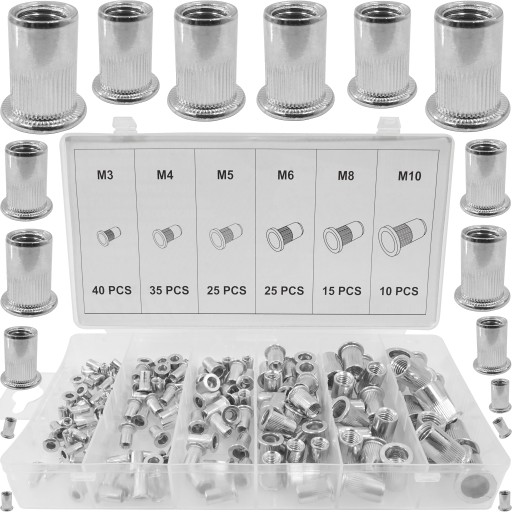 OCEĽOVÉ NITOVACIE MATICE VEĽKÁ SADA OCEĽOVÝCH NITOVACÍCH MATIC M3-M10 150 KS