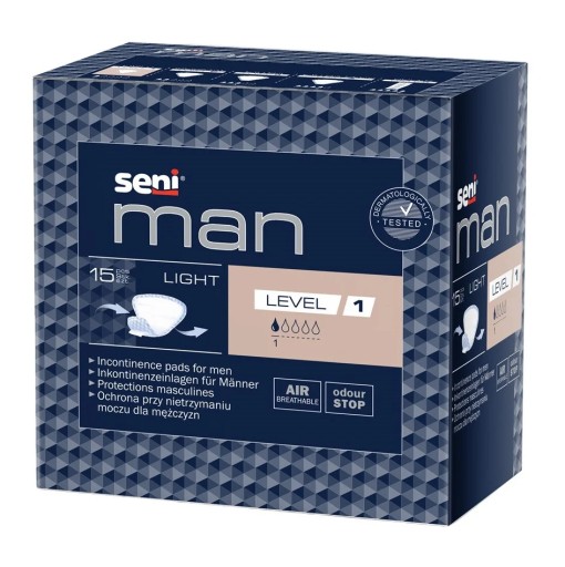 SENI MAN LIGHT Urologické vložky pre mužov Level 1 15 ks, savosť 1/5
