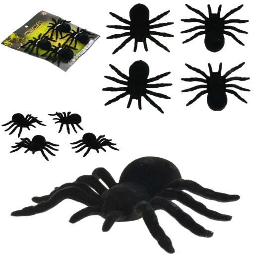 DEKORATÍVNE PAVÚKY HALLOWEENSKÉ PAVÚKY 10cm 4ks