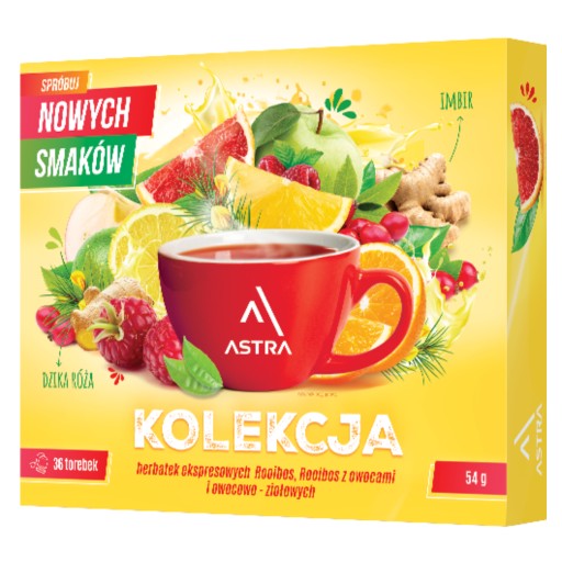 Astra kolekcia expresných čajov Rooibos, 36 vrecúšok