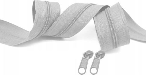 Páska na zips 5mm ŠEDÁ - 1mb + 2 Zipsy