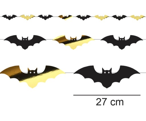 Banner GARLAND HALLOWEEN BAT, čierne zlato