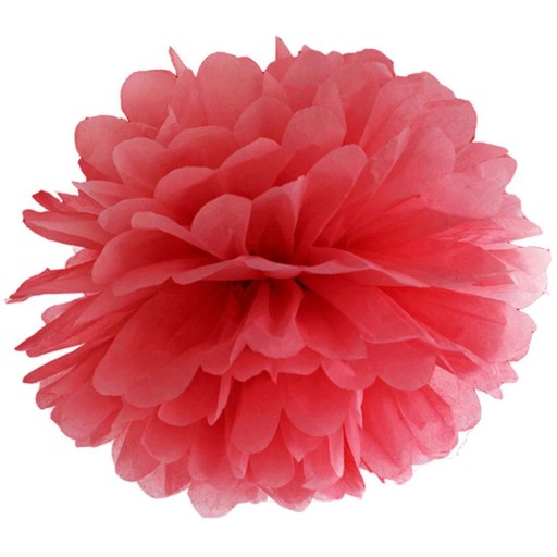 Pompón z červeného hodvábneho papiera, 25 cm