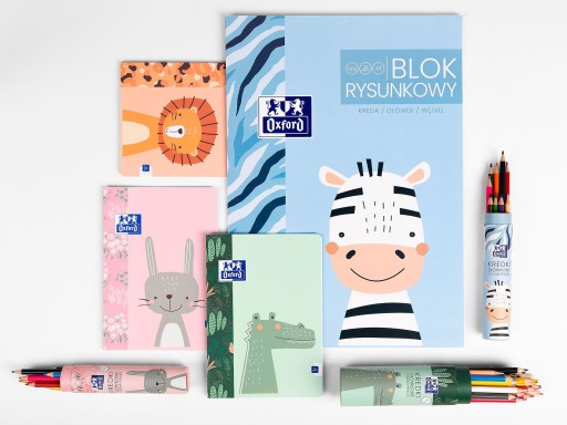 Detský školský zošit, modrý, A5, štvorčekovaný, 16 strán, Oxford Kids ZEBRA